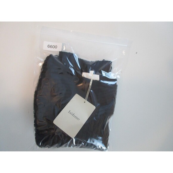 Böhme Black Ribbed Knit Sweater Top L Short Sleeve Textured Stretch NWT - Picture 12 of 12